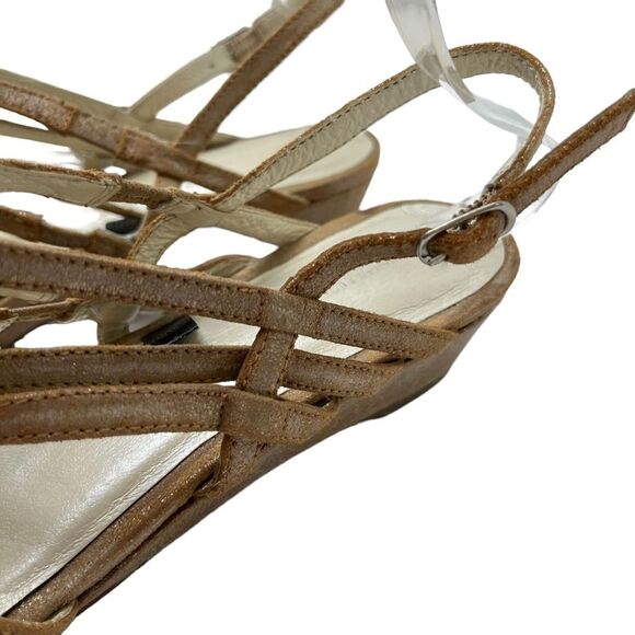GERRY WEBER Genuine Leather Bronze Sandals Wedges Slingback Beige Shoes 37 / 6.5 - Picture 8 of 16